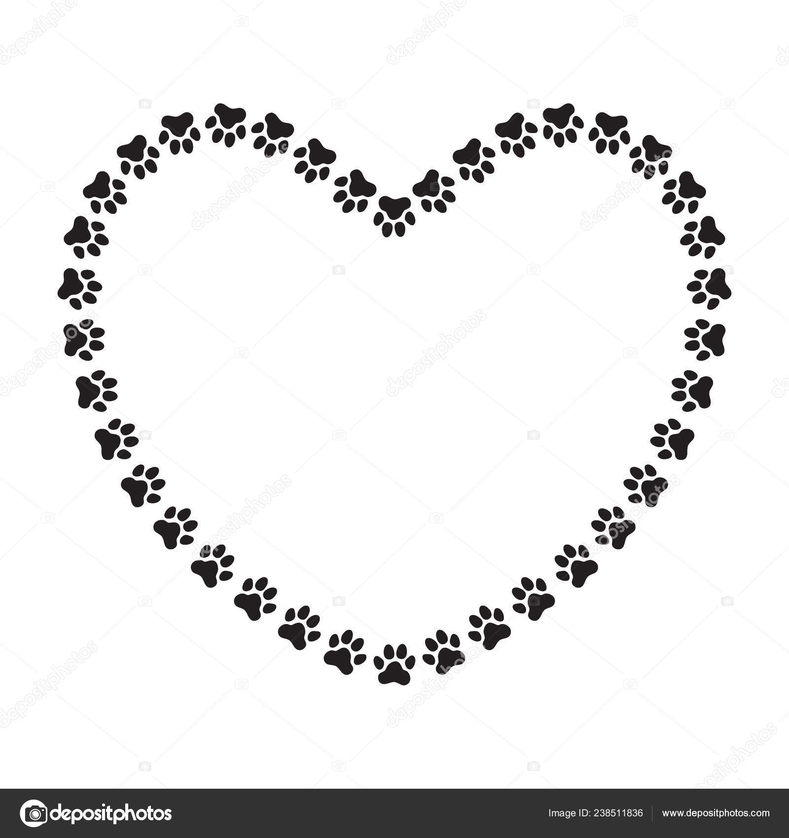 Heart Shaped Frame Made Animal Dog Paw Prints Your Stock Heart Shaped Frame Made Animal Dog Paw Prints Your Stock Vector