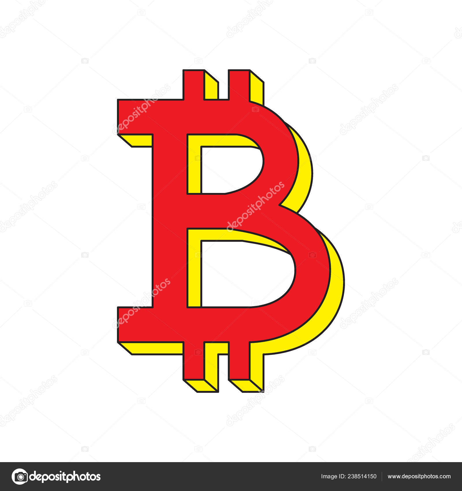 Bitcoin 로고입니다 디지털 통화입니다 빨간색 노란색 아이콘입니다 일러스트 스톡 벡터 - ©rootstocks 238514150