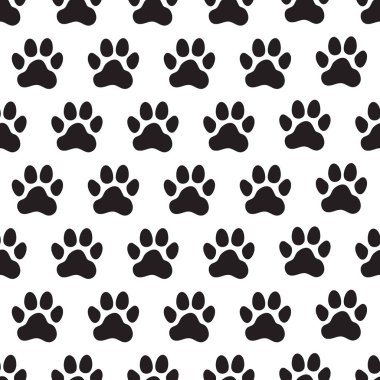 Dikişsiz desen pençe izleri. Hayvanın (köpek) paws. Vektör çizim.