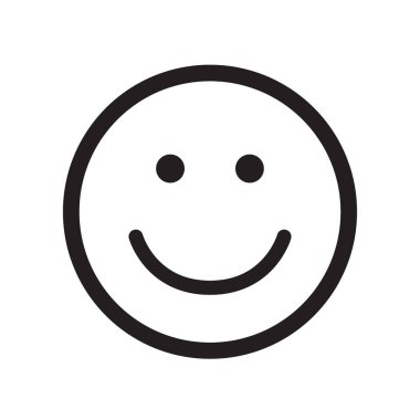 Gülümseme simgesi. Mutlu yüz simgesi. Düz stil. Siyah ve beyaz vektör çizim.