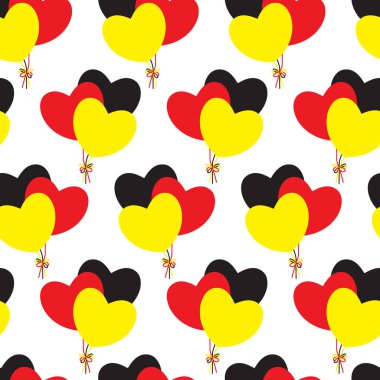 Alman bayrağı'nın renk kalp balonlar. Seamless modeli. Almanya'ya seviyorum. Vektör çizim.