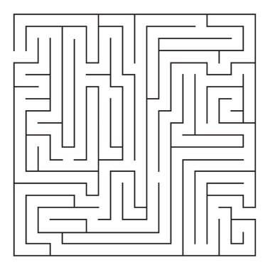 Labirent. Labirent. Giriş ve çıkış. Yol bulmak. Siyah ve beyaz vektör çizim.