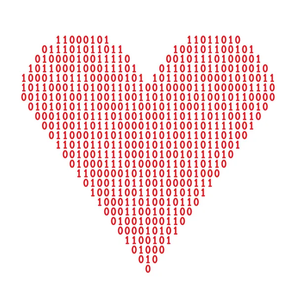 Coeur Code Binaire Adore Technologie Amour Moderne Code Amour Illustration — Image vectorielle