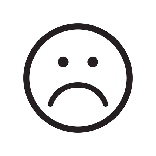 Smutný Obličej Ikona Nešťastný Obličej Symbol Plochý Stile Černá Bílá — Stockový vektor