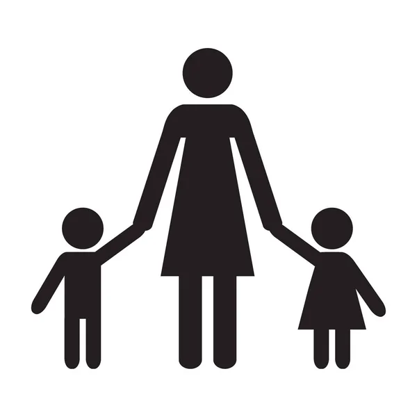 Moeder Kinderen Moeder Zoon Dochter Volwassenen Kinderen Pictogram Vectorillustratie — Stockvector