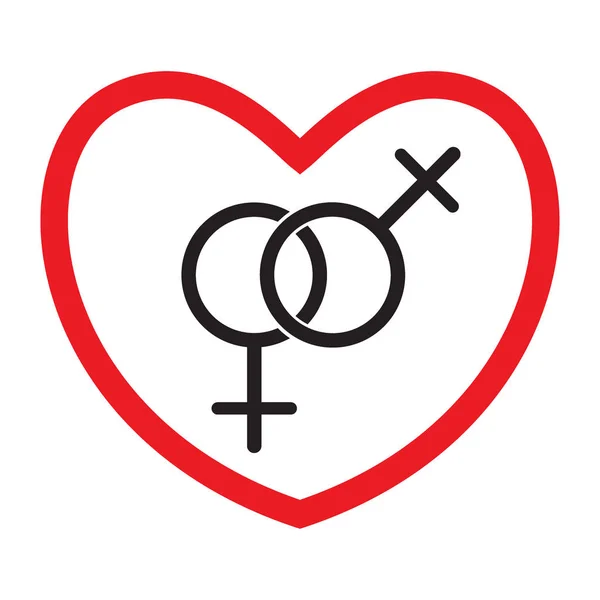 Homosexual Love Icon Lesbians Flat Style Black White Gender Symbols — Stock Vector