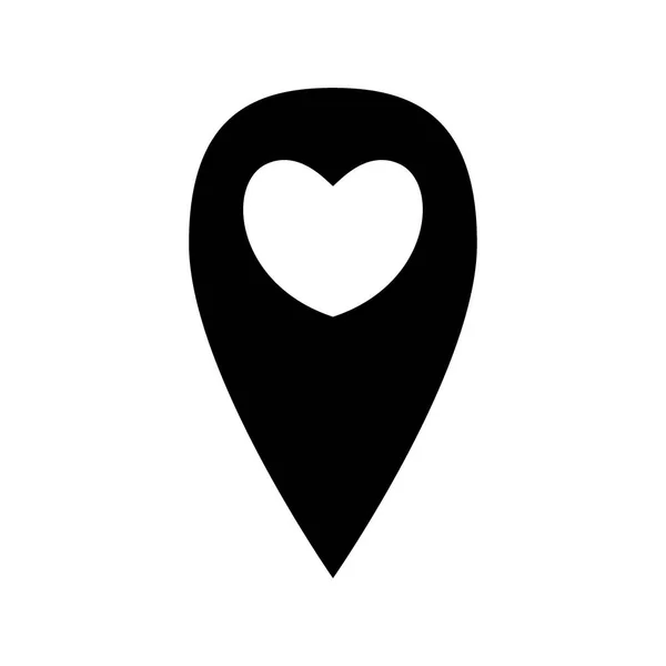 Panneau Localisation Géographique Avec Coeur Icône Carte Pour Les Amoureux — Image vectorielle