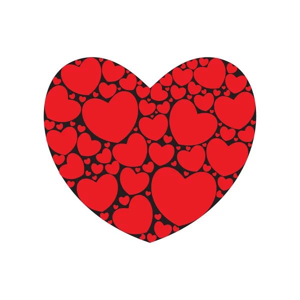 Big Heart Filled Small Red Hearts Happy Valentine Day Card — Stock Vector