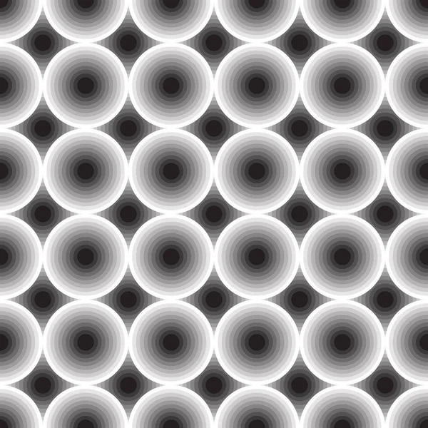 Cercles Noirs Gris Blancs Modèle Géométrique Abstrait Sans Couture Illustration — Image vectorielle