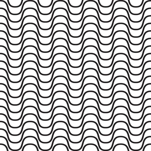 Schwarz Weiße Welle Nahtlose Abstrakte Muster Wellige Streifen Vektorillustration — Stockvektor