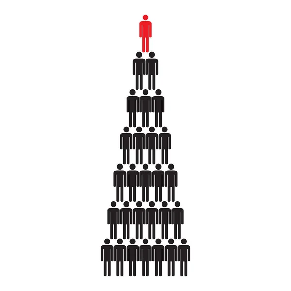 Pirámide Humana Icono Trabajo Equipo Negro Rojo Ilustración Vectorial — Vector de stock