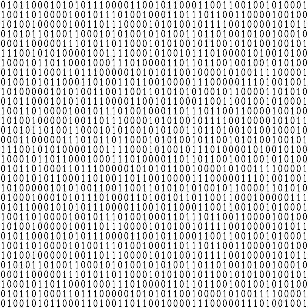 Binary code seamless pattern. Computer background with 1 and 0 numbers. Data and technology. Black and white vector illustration.
