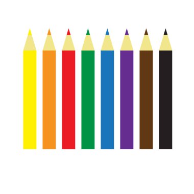 Color pencils. Isolated. Eight simple colors. Vector illustration.
