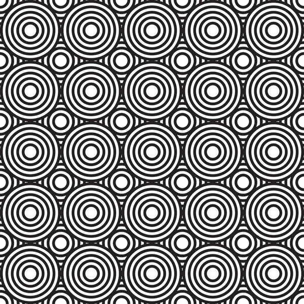 黒と白の円 シームレスな抽象的な幾何学模様 ベクトル図 — ストックベクタ