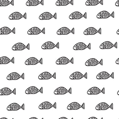 Yüzme balıklar. Deniz seamless modeli. Vektör çizim.