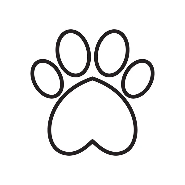 Hunde Pfotenabdruck Mit Herz Haustiere Lieben Liebe Tiere Vektorillustration — Stockvektor