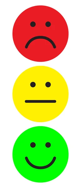 Sonrisas Rojas Amarillas Verdes Símbolos Faciales Semáforo Puntal Plano Ilustración — Vector de stock