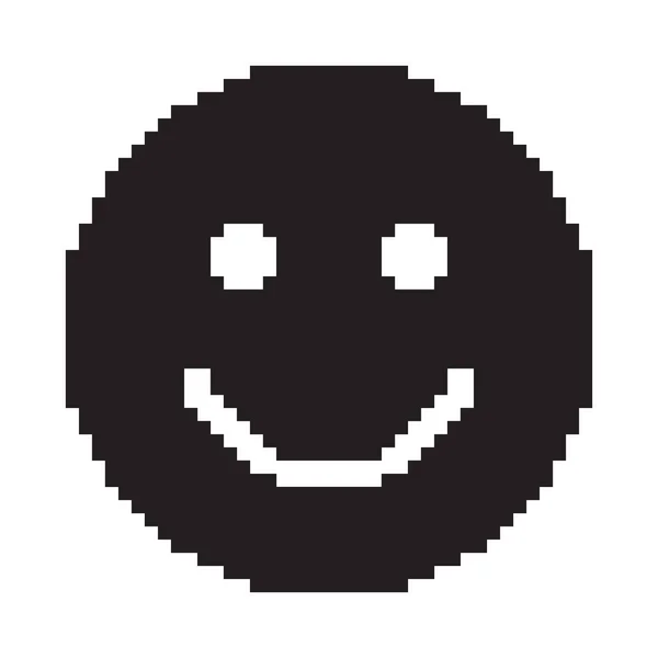 Χαμόγελο Εικονίδιο Χαρούμενο Πρόσωπο Σύμβολο Pixel Τέχνη Ασπρόμαυρη Εικονογράφηση Διάνυσμα — Διανυσματικό Αρχείο