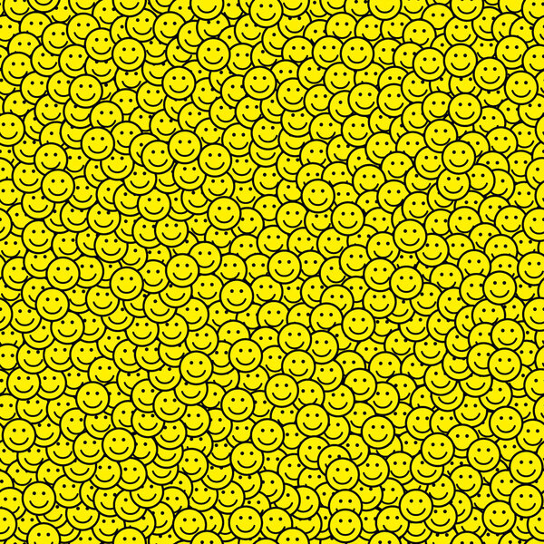 Seamless pattern with smile icons. Happy faces background. Vector illustration.