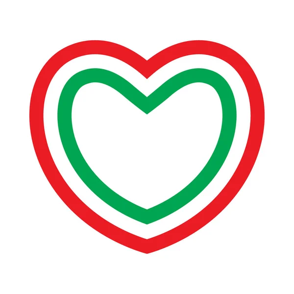 Coeur Avec Contours Couleurs Drapeau Italien Amour Italie Illustration Vectorielle — Image vectorielle