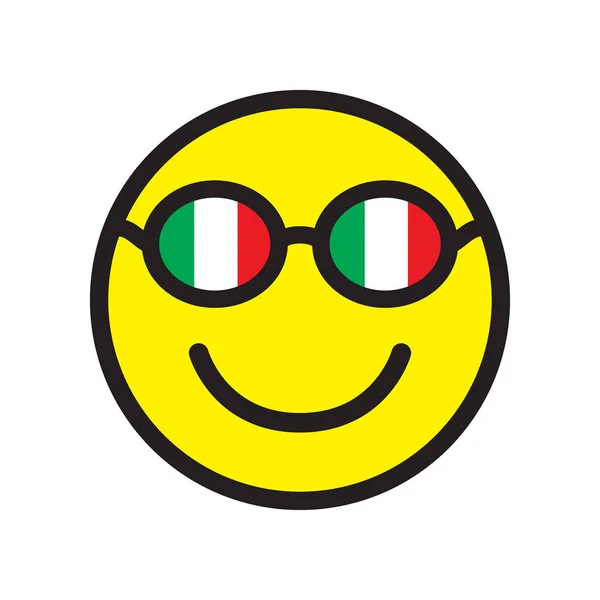 Icono Sonrisa Con Copas Colores Bandera Italiana Ilustración Vectorial — Vector de stock