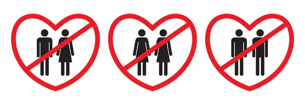 Icônes Homosexuelles Hétérosexuelles Pas Icônes Amoureux Style Plat Figures Humaines — Image vectorielle