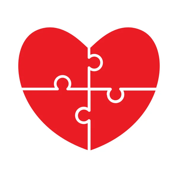 心のパズル 愛との関係の概念 幸せのバレンタイン カード ベクトル図 — ストックベクタ