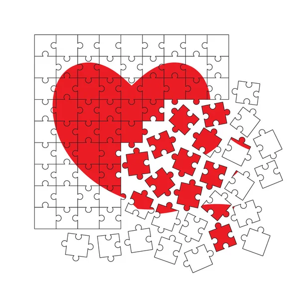 Kalp Bulmaca Aşk Ilişki Kavramı Bulmaca Tamamlayın Kırık Bulmaca Mutlu — Stok Vektör