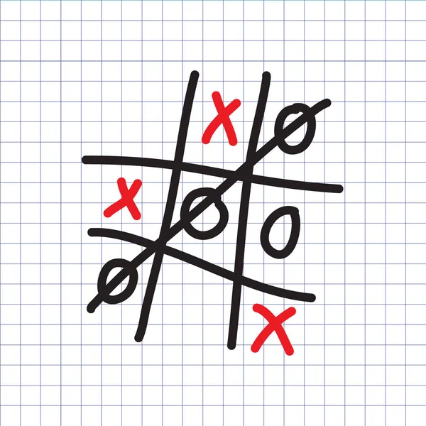 Tic Tac Toe Jeu Sur Fond Cahier Exercices Illustration Vectorielle — Image vectorielle