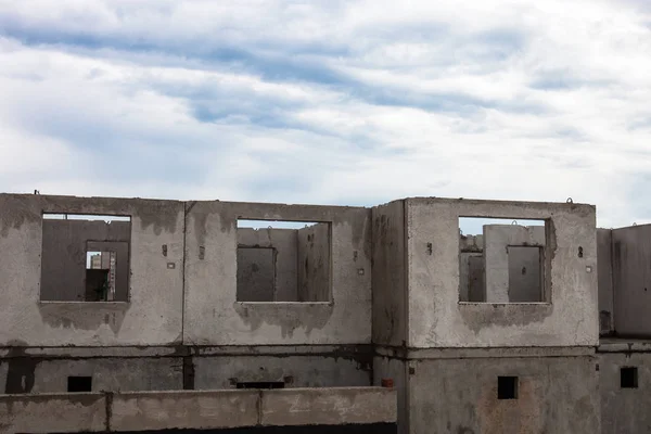 Unfinished Grey Concrete Building Construction Site — Stock Photo, Image