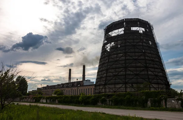 Old Damaged Cooling Tower Cogeneration Plant Kyiv Ukraine — Stock Photo, Image