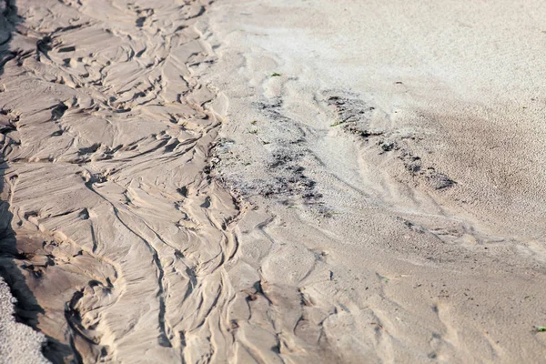 Superficie Arena Después Lluvia Con Relieve Formado Por Las Corrientes — Foto de Stock