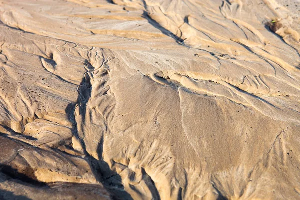 Povrch Písku Dešti Reliéfem Tvořeným Vodními Proudy — Stock fotografie