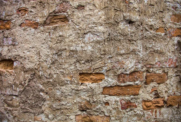 Zengin Dokulu Kısmen Sıvalı Tuğla Duvar — Stok fotoğraf