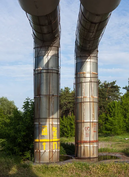 Vyvýšená Část Potrubí Lesa Proti Obloze — Stock fotografie