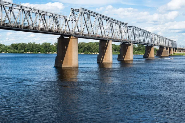 Petrivskiy Railroad Bridge Kyiv Ukraine Dnieper View Right Bank River — Stock Photo, Image