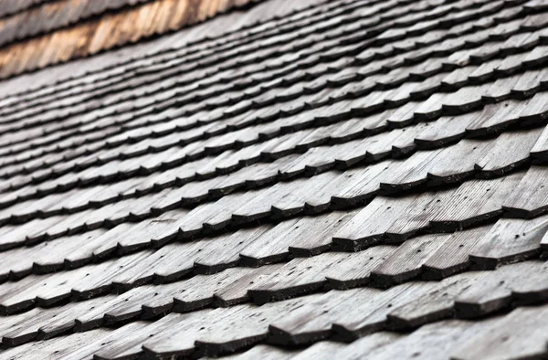 Stary Drewniany Dach Gontem Struktura Powierzchni Drewnianej — Zdjęcie stockowe