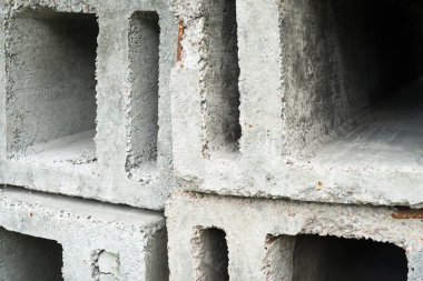 Beton havalandırma blok yığını. Yakın çekim.