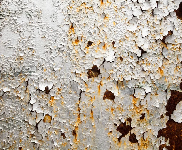 Superficie Metálica Oxidada Con Pintura Gris Agrietada — Foto de Stock