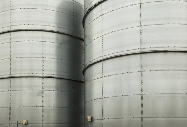 Silos Torre Metallica Stoccaggio Materiali Sfusi Dell Impianto Industriale — Foto Stock