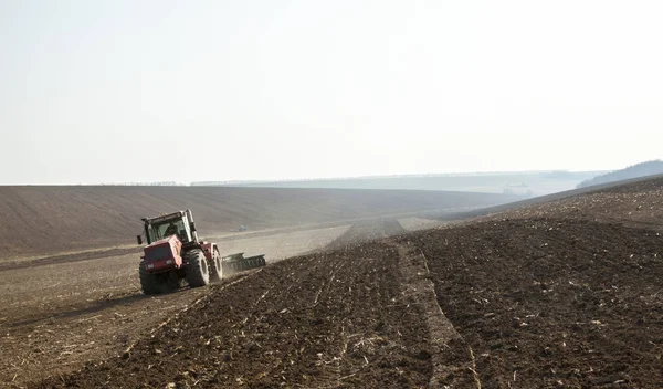 Harrowing Soil Disc Harrows Spring Ukraine — Stock Photo, Image