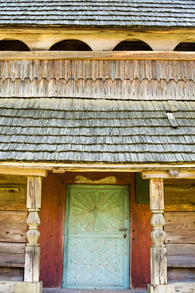 Ingången Till Den Gamla Träkyrkan Xviii Talet Byn Huklyvy Ukrainska — Stockfoto