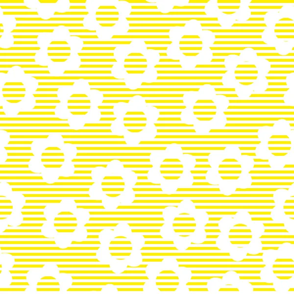 Striped pattern with flowers. Yellow floral pattern. Vector illustration.