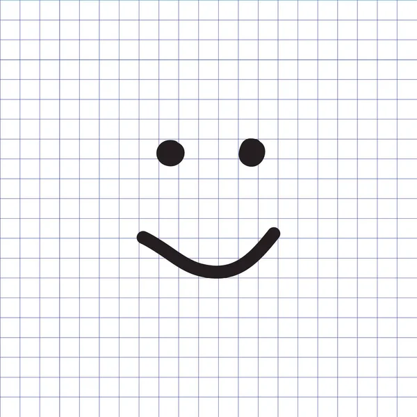 Ícone Sorridente Fundo Caderno Exercícios Mão Desenhado Símbolo Cara Feliz — Vetor de Stock