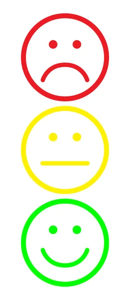 Sonrisas Rojas Amarillas Verdes Símbolos Faciales Estilo Plano Ilustración Vectorial — Vector de stock