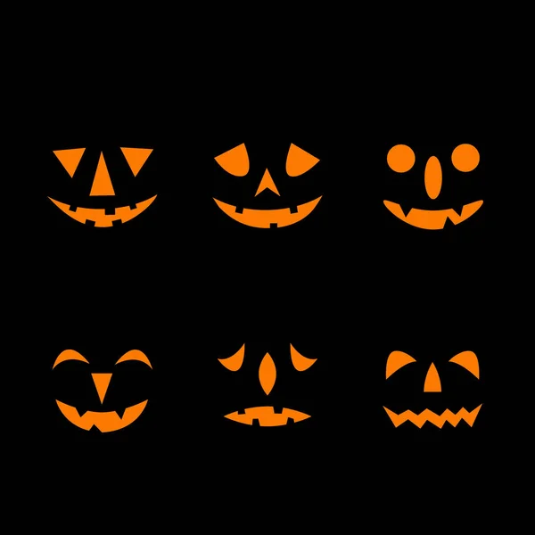 Ensemble Jack Lanternes Des Silhouettes Joyeux Halloween Icônes Illustration Vectorielle — Image vectorielle