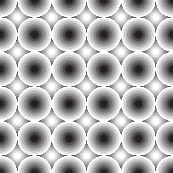 Cercles Noirs Gris Blancs Modèle Géométrique Abstrait Sans Couture Illustration — Image vectorielle