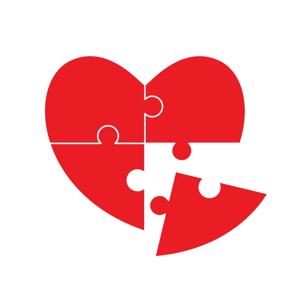 Puzzle Cardiaque Concept Amour Relation Mets Dernier Morceau Bonne Carte — Image vectorielle