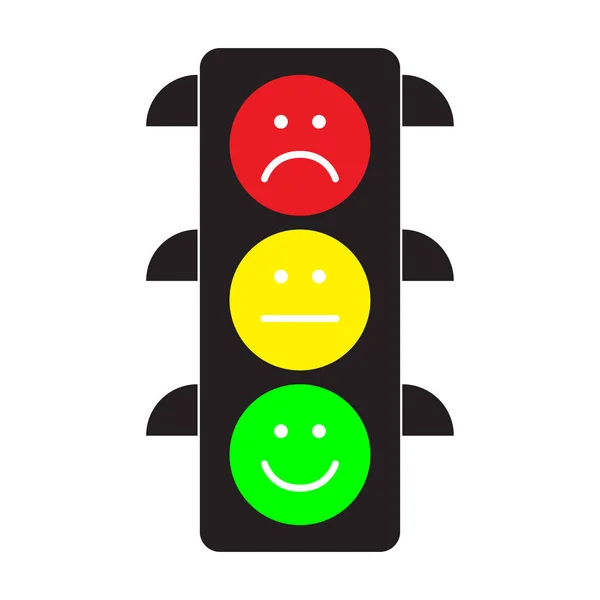 带红色 黄色和绿色笑脸的交通灯 扁平的台阶 向量例证 — 图库矢量图片