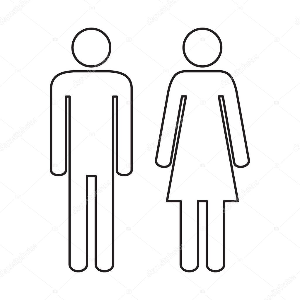 Man and woman icon isolated on the white background. Vector illustration.